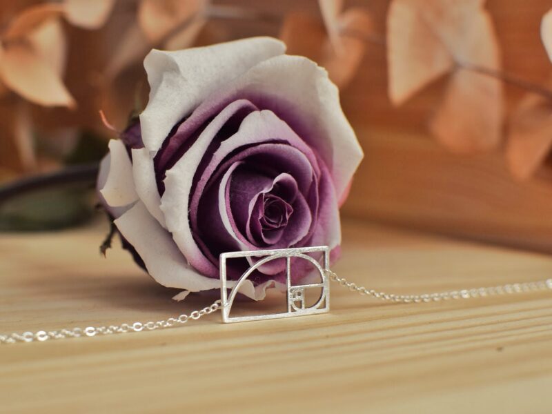 collar proporción áurea de plata 925 rosas