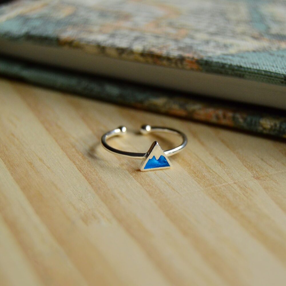 anillo montaña azul de plata