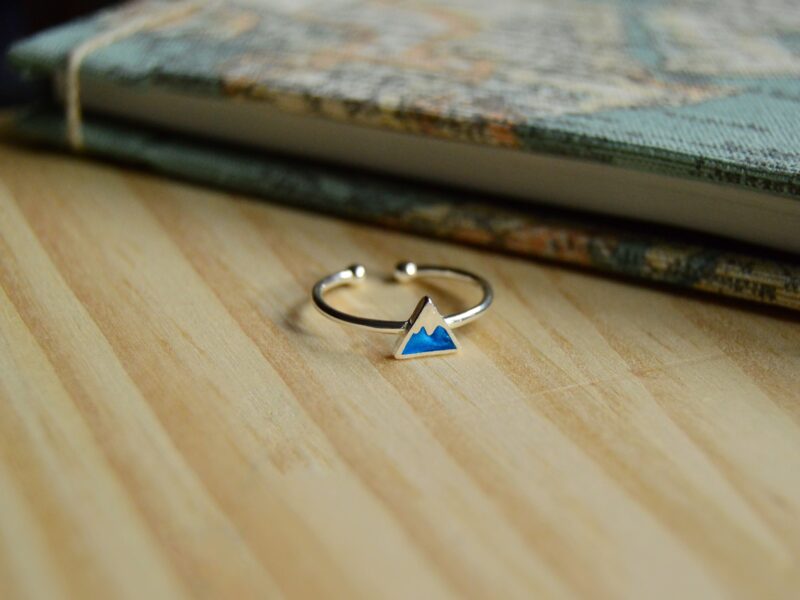 anillo montaña azul de plata